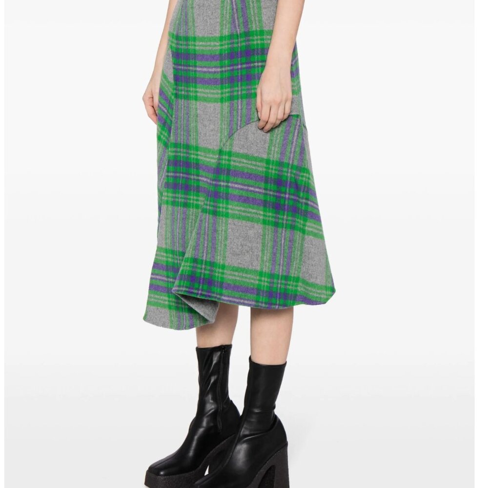 JBNY Asymmetrical Wool Plaid Skirt
